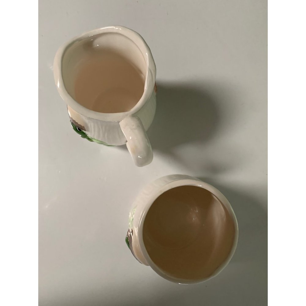 Vintage Ceramic Coffee and Sugar Dish Mushroom Frogs *Missing Lid - Picture 4 of 7
